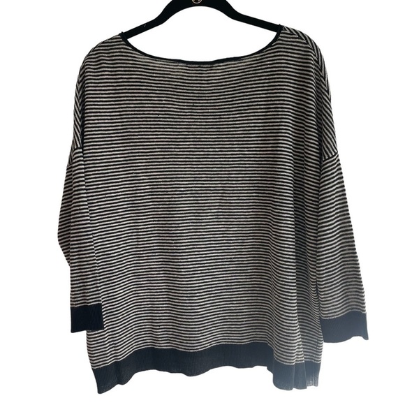 Eileen Fisher 100% Organic Linen Striped 3/4 Sleeve Top, Size S - Picture 5 of 6